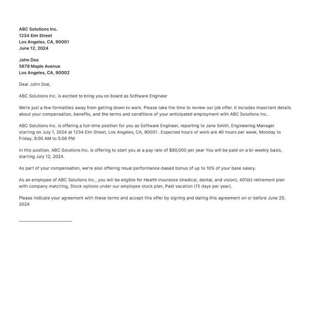 Employment Acceptance Form