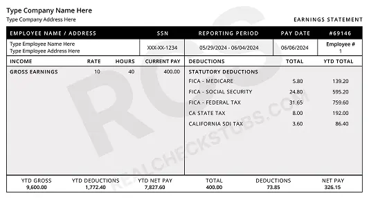 Classic Paystub