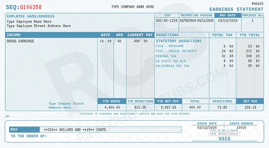 Modern 2 Paystub