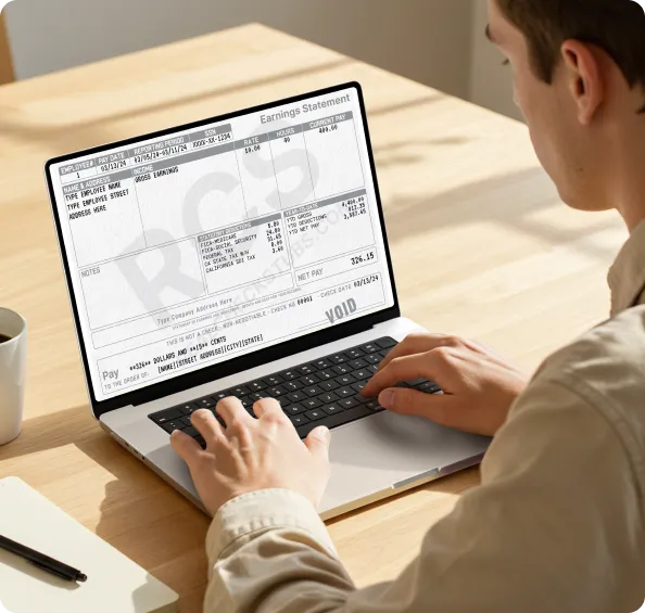 Pay stub templates on laptop