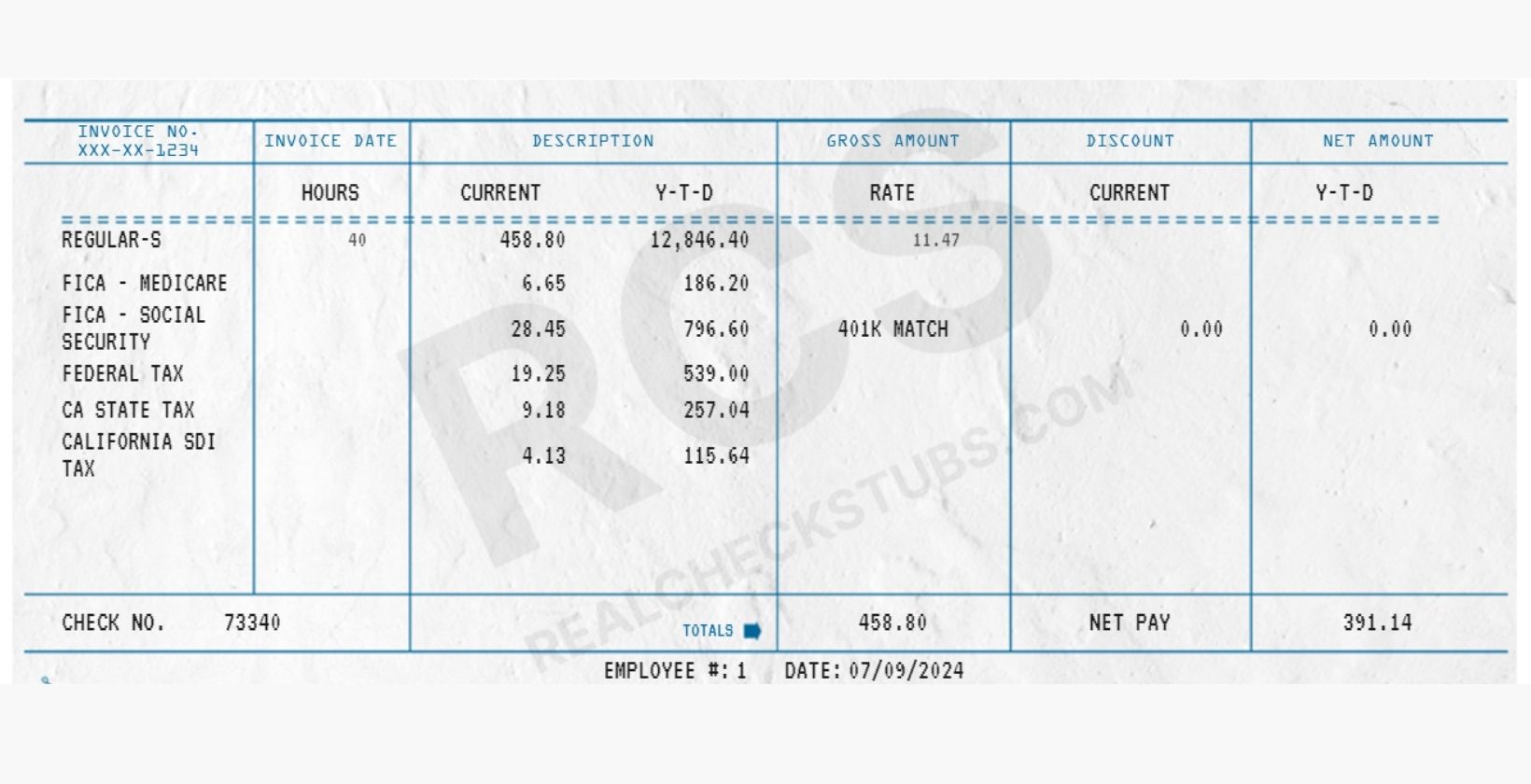 Advanced 6 Paystub Templates