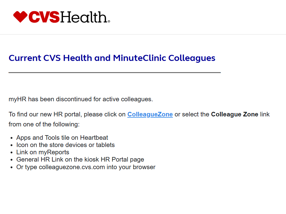 CVS paystub portal for active and former employee