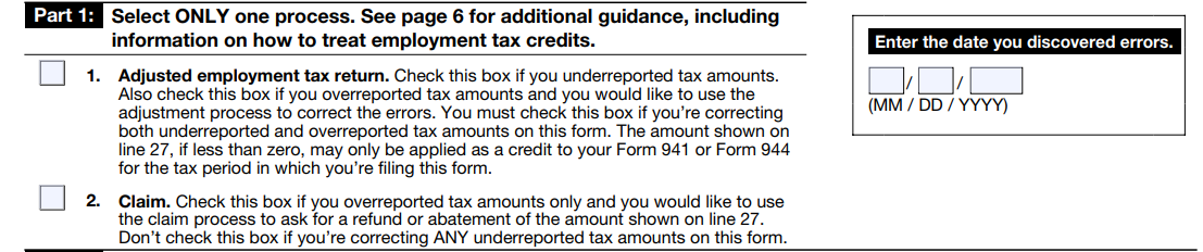 Filling out Form-941 X Part 1