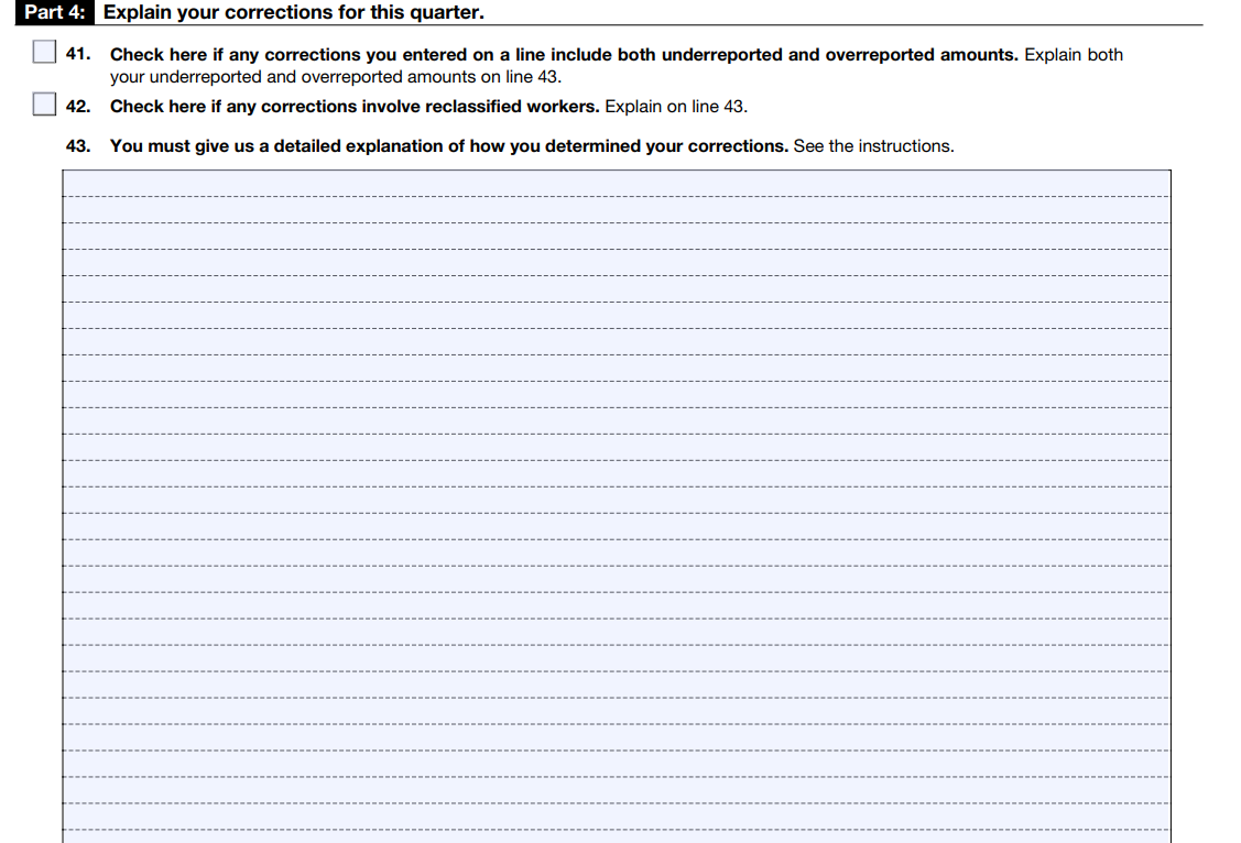 Filling out Form-941 X Part 4