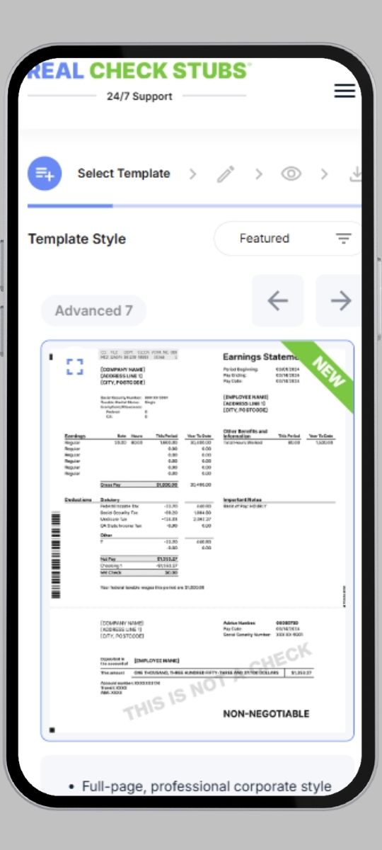 mobile device paystub generator