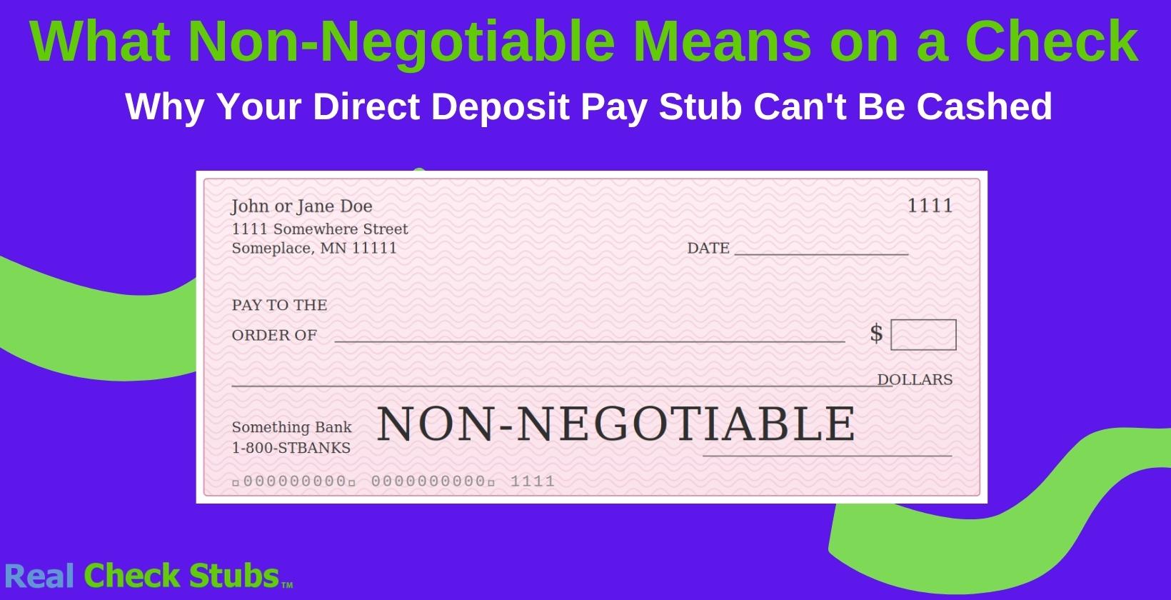 What Non-Negotiable Means on a Check